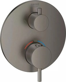 Baterie dus incastrata Grohe Atrio termostatata antracit periat Hard Graphite fara corp ingropat