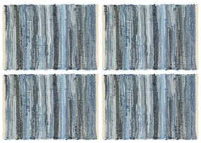vidaXL Naproane, 4 buc., chindi, albastru denim, 30 x 45 cm, bumbac