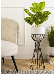 Ghiveci metalic de flori LOFT 68x20 cm negru/alb