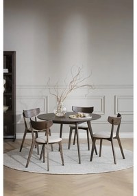 Masă de dining maro închis rotundă cu aspect de lemn de stejar ø 115 cm Yumi – Rowico