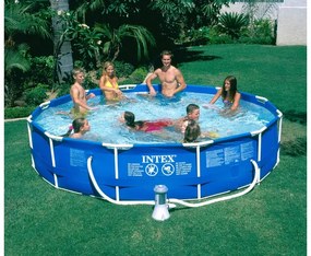 Set de piscină cu cadru metalic, 366x76 cm, cu rotiță de apă - INTEX 28212