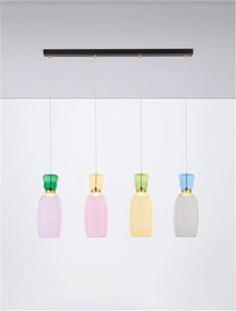 Lustra cu 4 pendule LED design modern Pluma multicolor