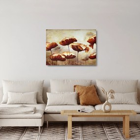 Tablou pe sticlă flori roșii (70x50 cm)