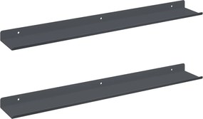 vidaXL Raft suspendat Pe perete 2 pcs Antracit 60 x 9 x 2,5 cm Oțel
