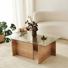 Masa de cafea cu sticla si raft 105 X 40 X 65 Escape - Sapphire Oak