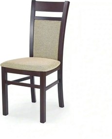 Scaun tapitat Gerard 2, bej/nuc inchis, stofa clasica/lemn de fag, 44X