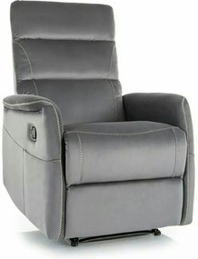 Fotoliu recliner SOLON M, stofa catifelata gri - Bluvel 14, 74x86/162x