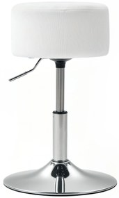 HOMCOM Taburet, cu pernă, cu cadru metalic, aspect de catifea, înălțime reglabilă, 360° rotativ alb | Aosom Romania