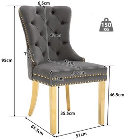 Set de 4 scaune de sufragerie tapițate în catifea, Gri | Aosom Romania