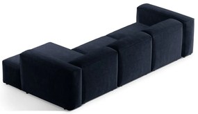 Colțar albastru închis cu tapițerie din catifea reiată (cu colț pe partea dreaptă/cu șezlong) Bergamo – Cosmopolitan Design