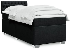 vidaXL Pat box spring cu saltea, negru, 90x200 cm, textil