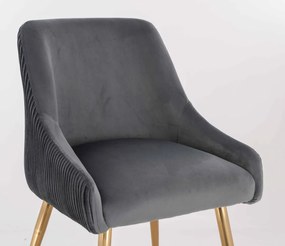 HR920 Scaun cu picioare aurii Grafit din Catifea