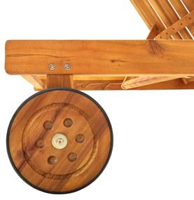 Sezlong de gradina cu perna, lemn masiv de acacia 1, Gri, 200 x 63 x 85 cm