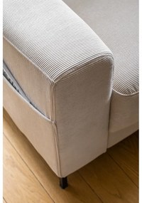 Fotoliu bej cu tapițerie din catifea reiată Lofty Lilly – Miuform