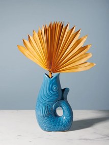 Vaza albastra, din ceramica, forma de peste, H20cm Stone