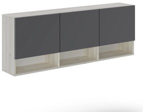 Dulap suspendat Malmo, 3 Usi, Stejar Alb/Antracit, 164 x 27 x 60 cm