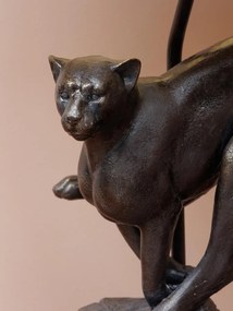 Lampa de masa, din rasina, cu abajur din bumbac, Leopard
