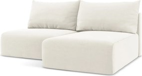 Colțar crem extensibil/cu spațiu de depozitare cu tapițerie din catifea (cu colț pe partea dreaptă/cu șezlong) Kalena – Makamii