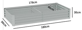 Outsunny Pat de grădină rectangular, pat de grădină ridicat din oțel galvanizat, fund deschis, 180 x 90 x 30 cm, argintiu | Aosom Romania