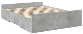 3280324 vidaXL Cadru de pat cu sertare, gri beton, 120x190 cm, lemn prelucrat