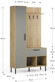 Set pentru hol verde/în culoare naturală cu aspect de lemn de stejar 108x195x35 cm Heidy – Marckeric