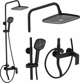 Coloana de dus cu baterie monocomanda negru mat Rea Storm cu pipa lunga