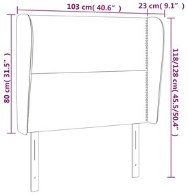 Tablie de pat cu aripioare gri inchis 103x23x118 128 cm catifea 1, Morke gra, 103 x 23 x 118 128 cm