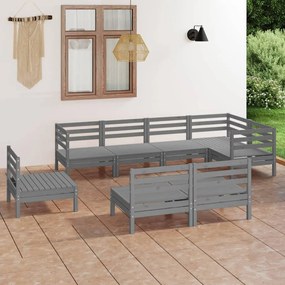 3082896 vidaXL Set mobilier de grădină, 8 piese, gri, lemn masiv de pin