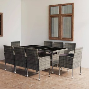 3059427 vidaXL Set mobilier de grădină, 9 piese, antracit & gri, poliratan