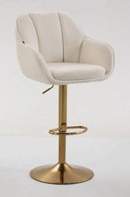 HR2055W Scaun Crem din Boucle cu Bază Aurie
