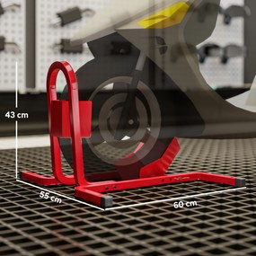 HOMCOM Suport pentru Motocicletă Reglabil pe 3 Nivele, Sistem de Blocare Roți Motocicletă în Metal cu Găuri, 60x55x43 cm, Negru | Aosom Romania