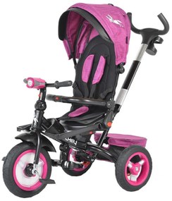 Tricicleta cu copertina detasabila NOVOKIDS™ Jockey Trike , Cu far luminos si melodii, Roti gonflabile din cauciuc, Rotire 360 grade , Cadru metalic,