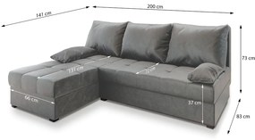 Reducere Canapea Coltar Extensibila ZENA, Gri Inchis, Reversibila Calitate II