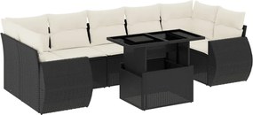 vidaXL Set mobilier de grădină cu perne, 8 piese, negru, poliratan