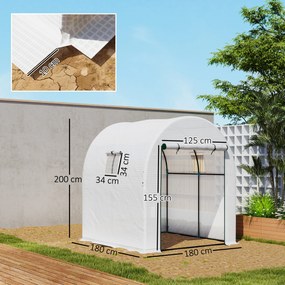 Outsunny Seră Tip Tunel Walk-in cu Acoperire PE Rezistentă la UV, Uși și Ferestre cu Plasă, 1,8 x 1,8 x 2 m, Verde | Aosom Romania