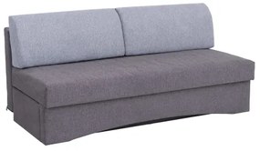 Canapea extensibilă tapițată PAUL, 3 locuri, pentru dormit zilnic, fără cotiere, gri