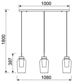 Lustra cu 3 pendule design modern Nora auriu/ marmura alba