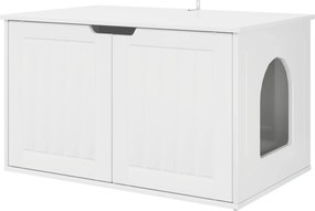 vidaXL Casa pentru pisici Alb Lucios 85 x 55 x 50,5 cm Lemn compozit