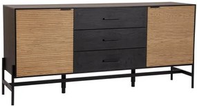 Comoda living finisaj natural/neagra din lemn de Frasin si MDF, 164x40x75 cm, Allycia Bizzotto