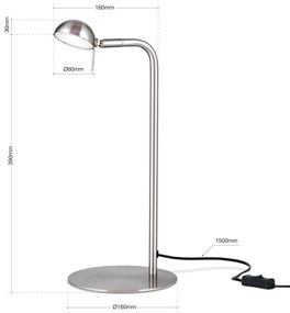 Lampa LED de birou cu spot ajustabil STUDENT crom satin