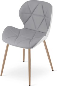 Scaun de dining MANGO din piele ecologica, gri-alb