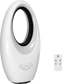 HOMCOM Ventilator turn fără pale, ventilator silențios 36 dB cu oscilație 60°, iluminare LED, 3 trepte de viteză, 7,5-Stunden-Timer, telecomandă | Aosom Romania