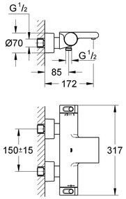 Grohe Grohtherm baterie cada-dus perete da crom 34174001