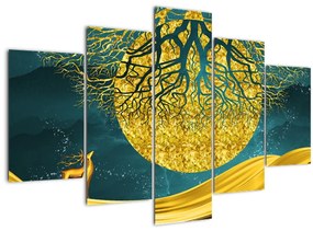 Tablou - Abstract, peisaj auriu (150x105 cm)