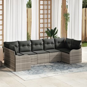 vidaXL Set de canapele pentru grădină 7 pcs Gri deschis Rattan poli