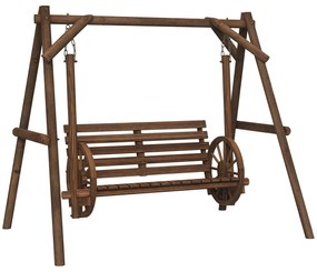 Outsunny Balansoar de grădină 2 locuri din lemn cu brațe Roți Căruțe pentru grădină - dim. 200L x 137l x 167H cm | Aosom Romania