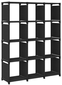 vidaXL Raft expunere, 12 cuburi, negru, 103x30x141 cm, material textil