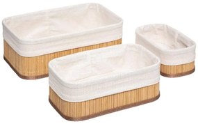 Set de trei recipiente din bambus pentru cosmetice