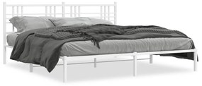 376379 vidaXL Cadru de pat metalic cu tăblie, alb, 193x203 cm