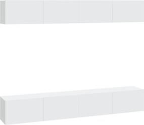 vidaXL Dulapuri TV de perete, 4 buc, alb, 100x30x30 cm